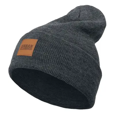 Urban Classics Leatherpatch Long Beanie Beanie charcoal