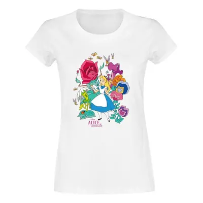 Alice in Wonderland Floral Forest T-Shirt white