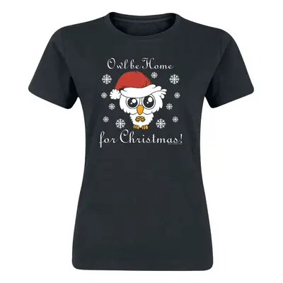 Tierisch Owl Be Home For Christmas T-Shirt black