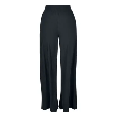 Urban Classics Ladies Rib Jersey Wide Leg Trousers Cloth Trousers black