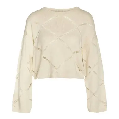 Noisy May NMJUNE L/S O-NECK CROP KNIT NOOS Sweatshirt off white