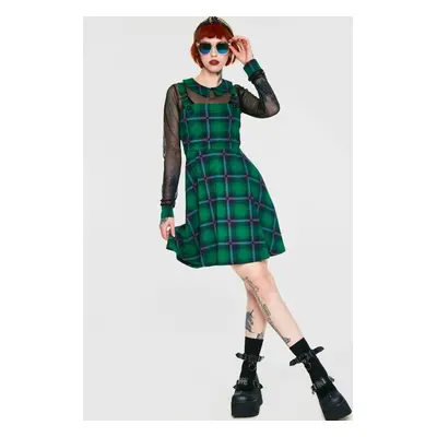 Jawbreaker Round In Circles Plaid Overall Dress Short dress green