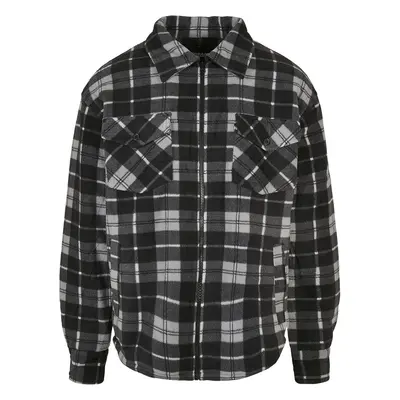 Urban Classics Plaid Teddy Lined Shirt Jacket Winter Jacket black white