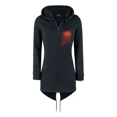 Spiral Burnt Rose Hooded zip black