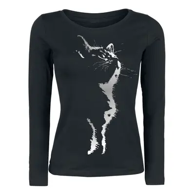 Tierisch Cat Silhouette Long-sleeve Shirt black