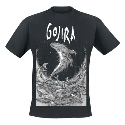 Gojira Woodblock Whales T-Shirt black