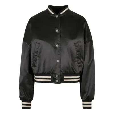 Urban Classics Ladies Short Oversized Satin College Jacket Varsity Jacket black