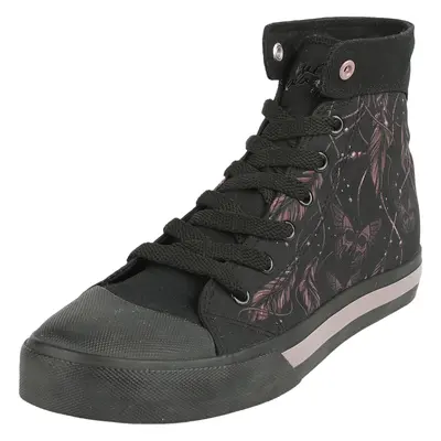 Full Volume by EMP Sneaker with Feathers and Butterflies Sneakers High black