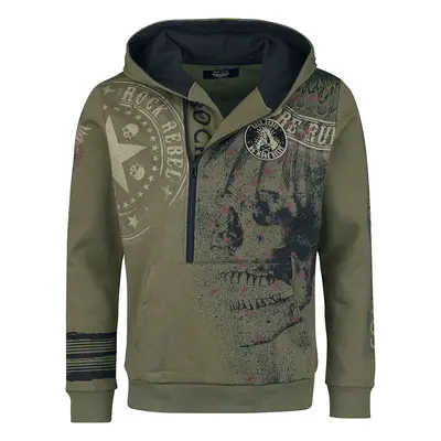 Rock Rebel by EMP Hoodie with skull prints Hooded sweater olive