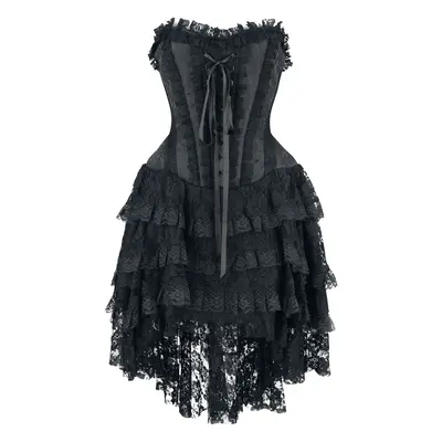 Gothicana by EMP Elaborate Gothic Dress with Corset and Shorter-Front Skirt Short dress black