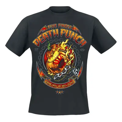 Five Finger Death Punch Burning Pumpkin Halloween T-Shirt black