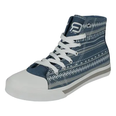 RED by EMP Trainers with graphic ornaments Sneakers High blue grey white