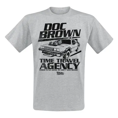 Back To The Future Doc Brown Time Travel Agency T-Shirt mottled grey