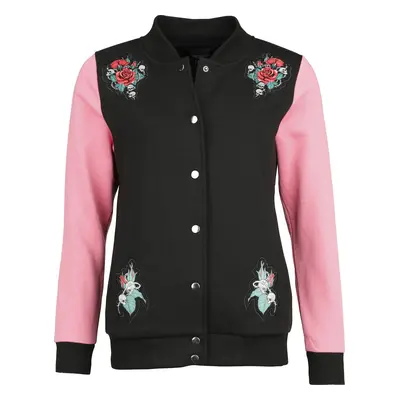 Rock Rebel by EMP Varsity sweat jacket with skull prints Varsity Jacket black pink