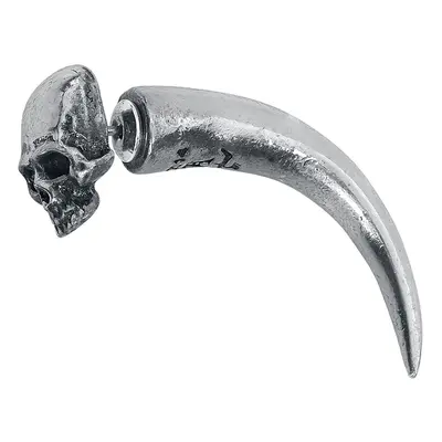 Alchemy Gothic Tomb Skull Horn Ear Stud silver coloured