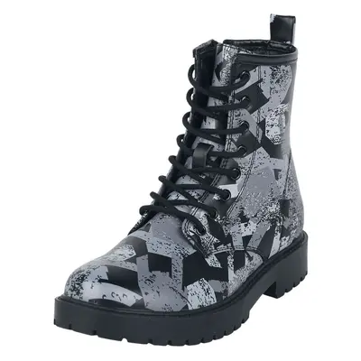 EMP Stage Collection Lace-up boots with all-over rock hand print Boot black