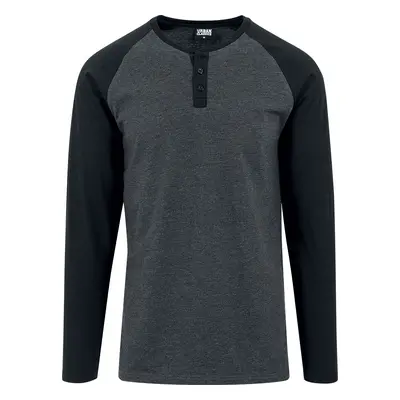 Urban Classics Contrast Raglan Henley L/S Long-sleeve Shirt charcoal black