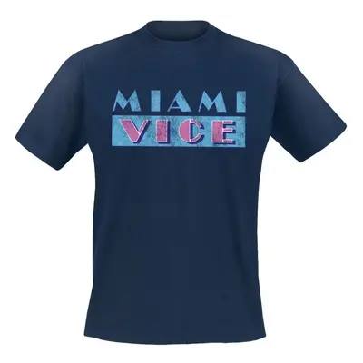 Miama Vice Miami Vice Distressed Logo T-Shirt navy