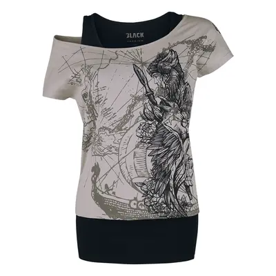 Black Premium by EMP Double-Layer-T-Shirt with Detailed Front Print T-Shirt grey black