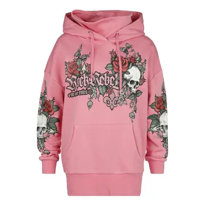 Rock Rebel by EMP Hoodie with prints and rhinestones Hooded sweater pink