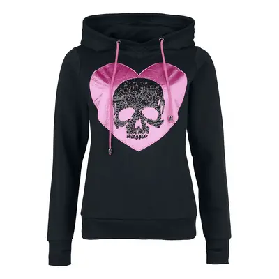 Rock Rebel by EMP Hoodie with Sequin Skull Hooded sweater black