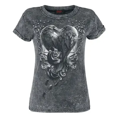 Spiral Raven Heart T-Shirt grey