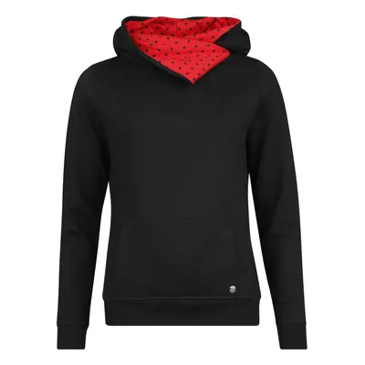 Pussy Deluxe Black dotties on red shawl hoodie & hairband Hooded sweater black red