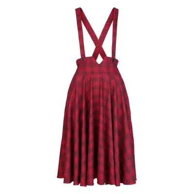 Voodoo Vixen Plaid Removable Suspender Flare Skirt Medium-length skirt red