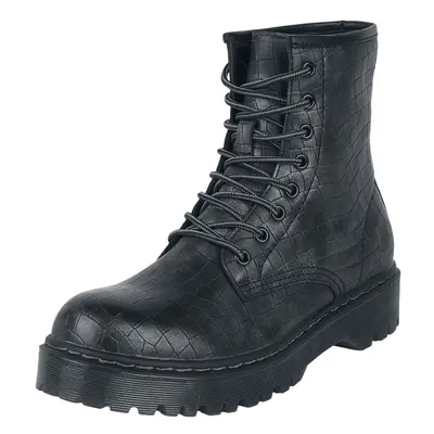 Black Premium by EMP Lace-up boots with crocodile skin pattern Boot black