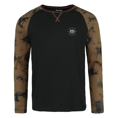 Rock Rebel by EMP Tie Dye Shirt with large print on back Long-sleeve Shirt black beige