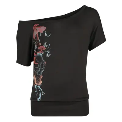 Full Volume by EMP T-shirt with mushrooms, skull and butterflies T-Shirt black