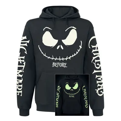 The Nightmare Before Christmas Jack face - Glow in the dark Hooded sweater black