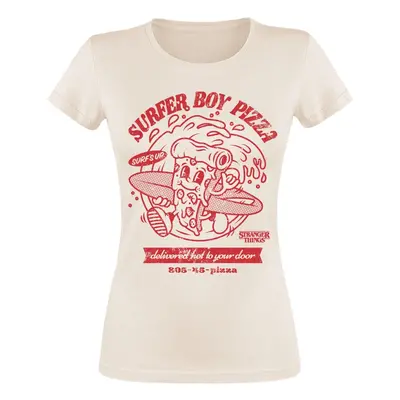 Stranger Things Surfer Boy Pizza T-Shirt beige