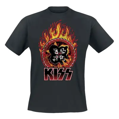 Kiss Rock And Roll Over Flames T-Shirt black