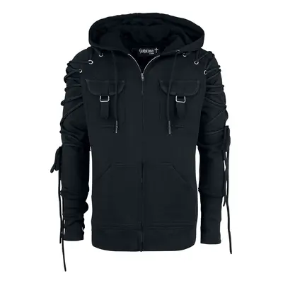 Gothicana by EMP Black Hooded Jacket with Lacing Hooded sweater black