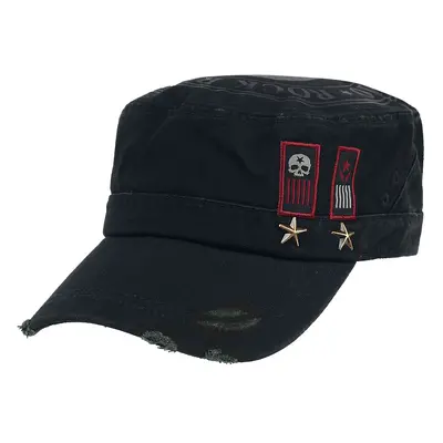 Rock Rebel by EMP Black Army Cap with Print, Patches and Studs Cap black