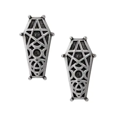 Alchemy Gothic Hex Coffin Bracelet Earrings silver coloured