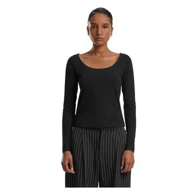 Urban Classics Ladies Wide Neck Shirt Long-sleeve Shirt black