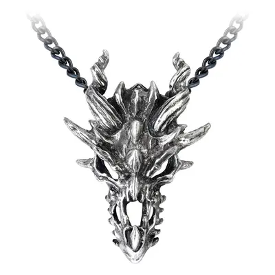 Alchemy Gothic Dragon Skull Necklace silver coloured