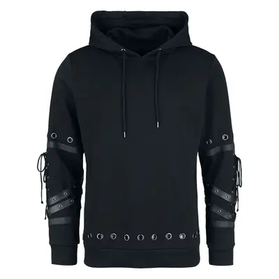 Gothicana by EMP Hoodie with rivets and faux leather details Hooded sweater black