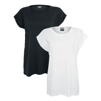 Urban Classics Ladies Extended Shoulder Tee Double Pack T-Shirt black white