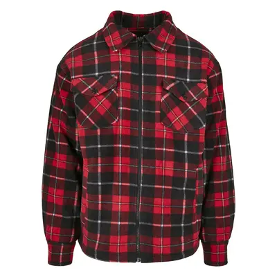 Urban Classics Plaid Teddy Lined Shirt Jacket Between-seasons Jacket black red