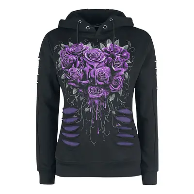 Spiral Bleeding Heart Hooded sweater black