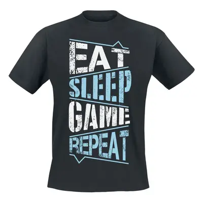 Gaming Slogans Eat Sleep Game Repeat T-Shirt black