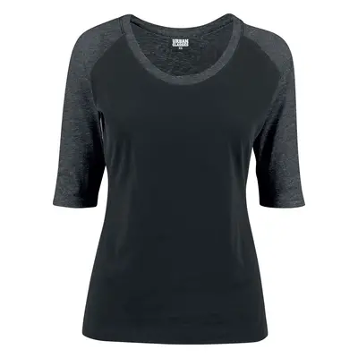 Urban Classics Ladies 3/4 Contrast Raglan Tee Long-sleeve Shirt black charcoal