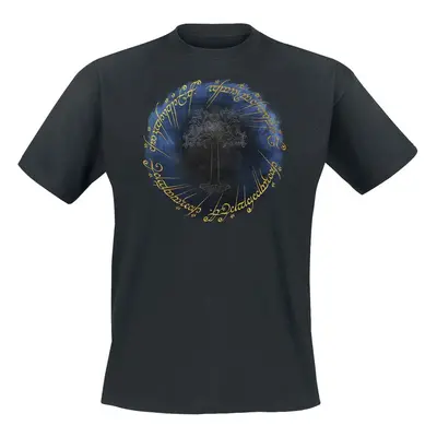 The Lord Of The Rings Ring & Tree of Gondor - Gold Print T-Shirt black