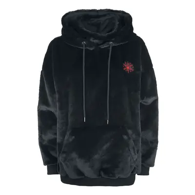 EMP Special Collection Fleecy hoodie with rock hand embroidery Hooded sweater black