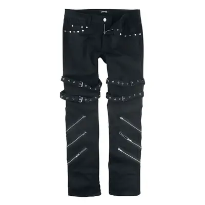 Gothicana by EMP Jared - Black Jeans with Buckles, Zips and Studs Jeans black