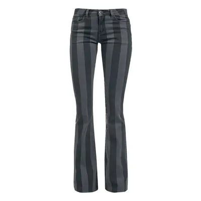 Gothicana by EMP Grace - Black/Grey Striped Trousers Cloth Trousers black grey