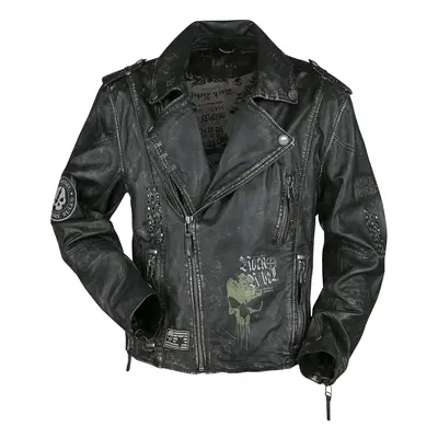 Rock Rebel by EMP Dark Grey Biker-Style Leather Jacket Leather Jacket dark grey